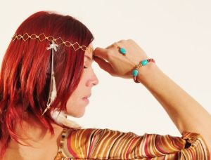 chain headband & beaded ring bracelet